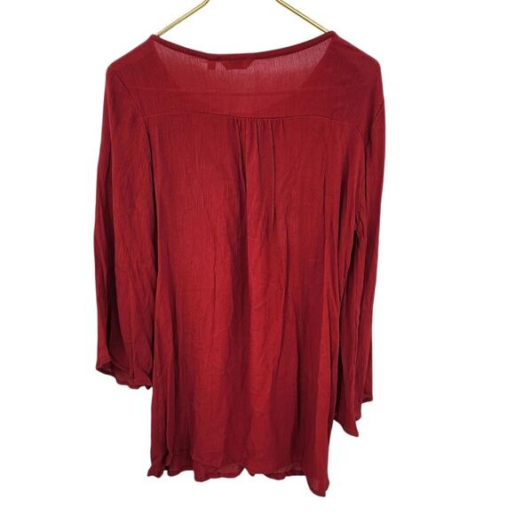 New NWT Itse Embroidered Long Sleeve Red Top Medium Boho - Picture 2 of 10